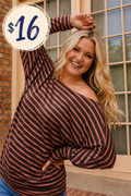 Mauve striped Cold Shoulder
