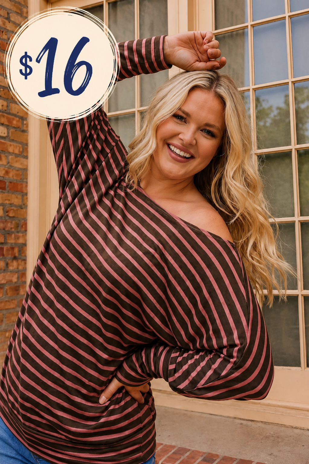 Mauve striped Cold Shoulder