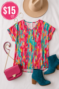 Fuchsia teal vneck