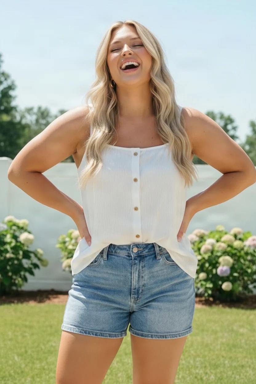 White Button up Tank