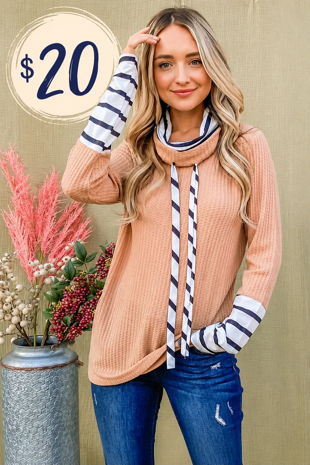 Taupe Striped Sweater