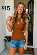 Brown criss cross tank