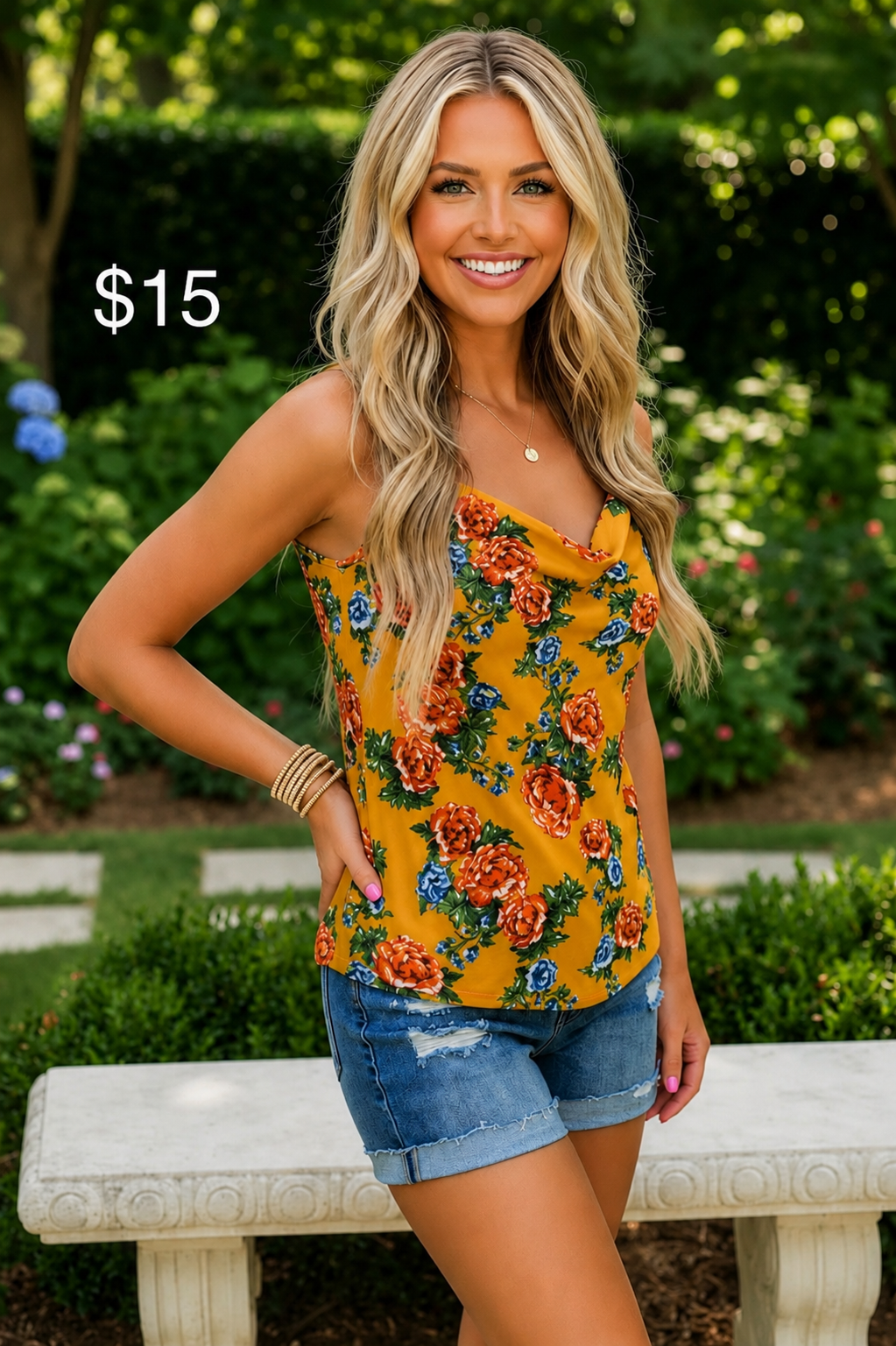 Yellow floral tank