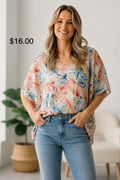 Ivory tropic woven blouse