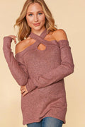 Criss Cross Mauve Longsleeve Top