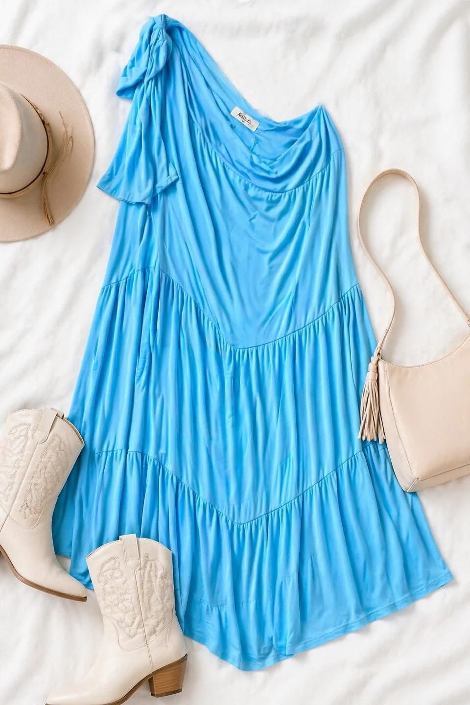 Blue One Shoulder Dress