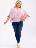 Pink Ruffle Sleeve Blouse