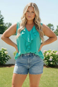 Turquoise Ruffle Tank